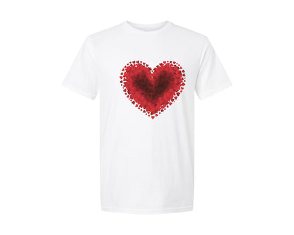 brand:Generic|color:White|Valentine Heart Textured Design Dtf Graphic T-Shirt