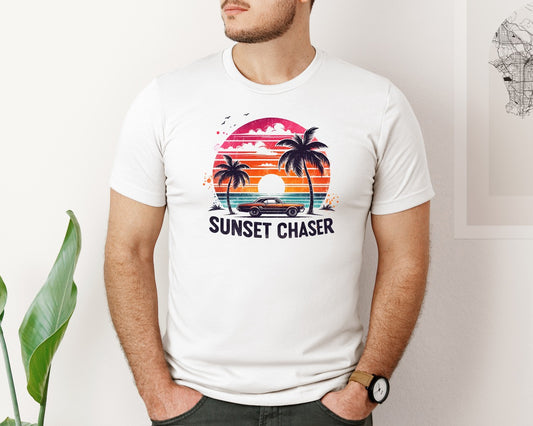 Retro Car Beach Sunset Chaser Graphic T-Shirt
