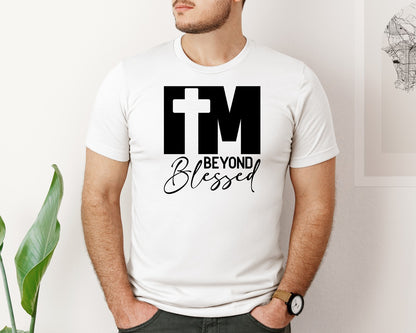 brand:Bella Canvas|color:White|Im Beyond Blessed Jesus Cross Graphic T-Shirt