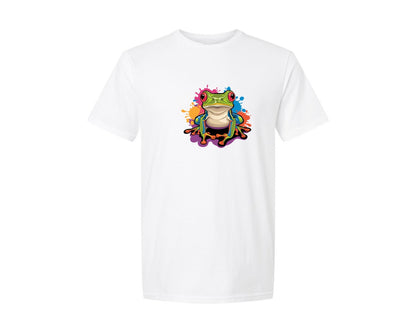 brand:Generic|color:White|Vibrant Splash Colorful Frog Graphic T-Shirt
