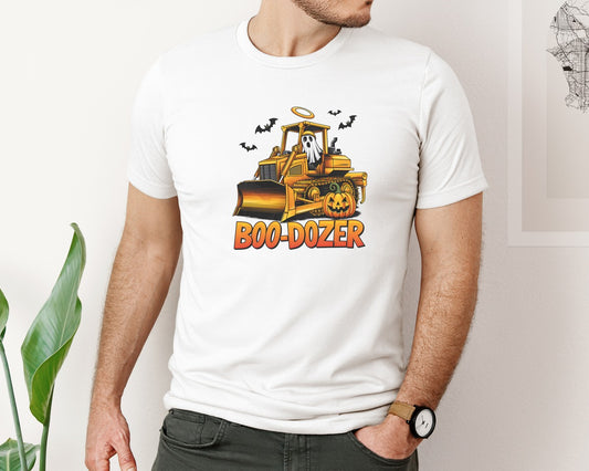 Boo Dozer Ghost Bulldozer Graphic T-Shirt