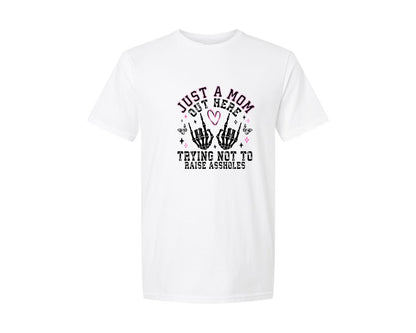 brand:Generic|color:White|Just A Mom Funny Mom Sassy Mom Graphic T-Shirt