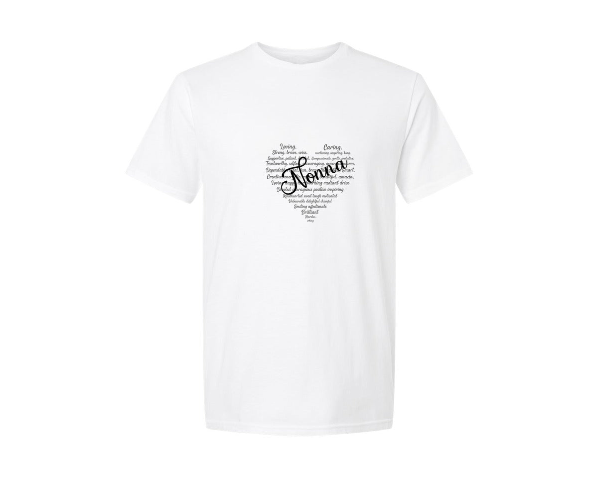 brand:Generic|color:White|Nonna Heart Shape Mothers Day Graphic T-Shirt