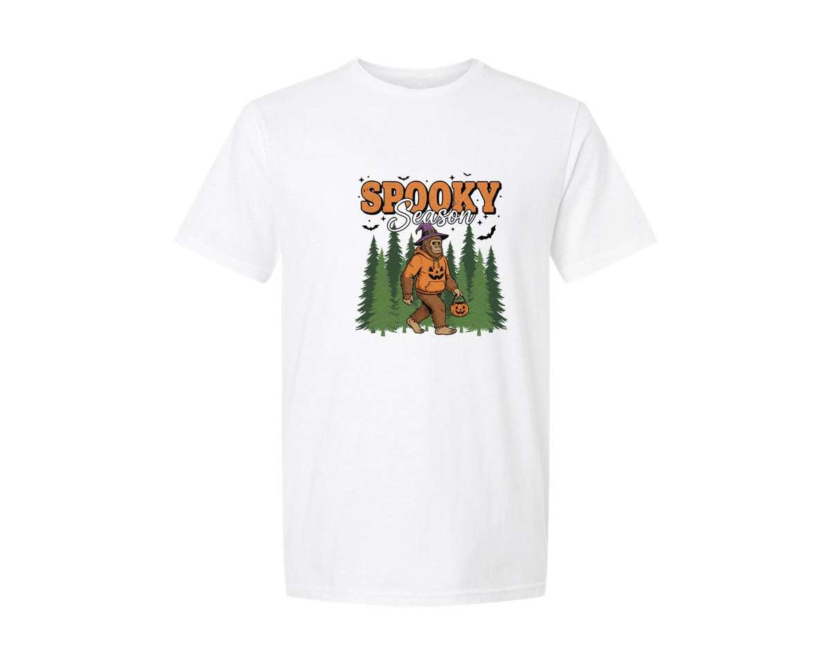 brand:Generic|color:White|Spooky Season Bigfoot Halloween Graphic T-Shirt