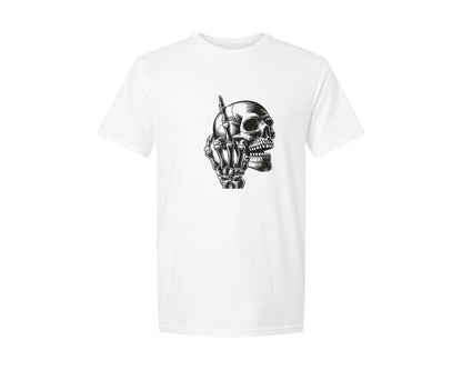brand:Generic|color:White|Edgy Skull With Skeleton Hand 2 Graphic T-Shirt