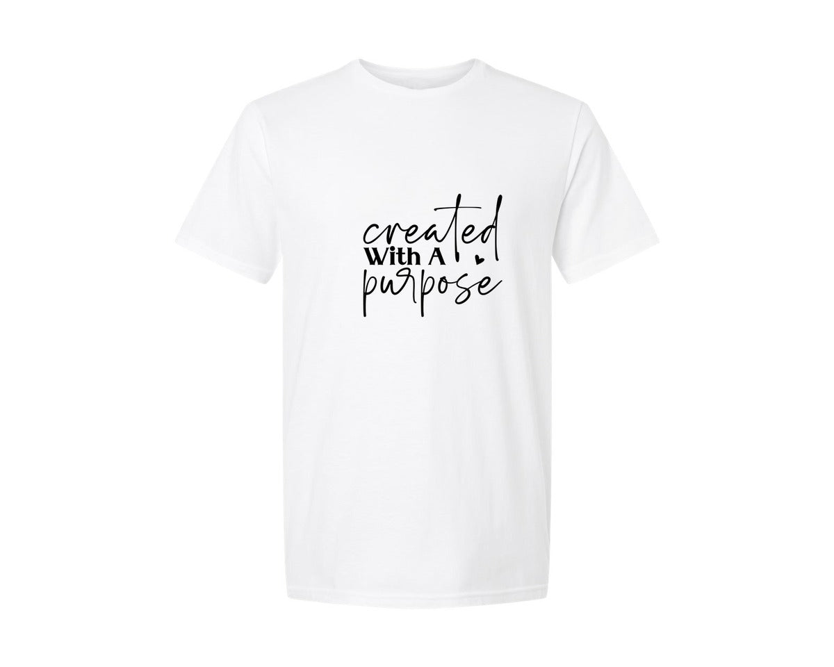 brand:Generic|color:White|Created With A Purpose Worthy Faith Graphic T-Shirt