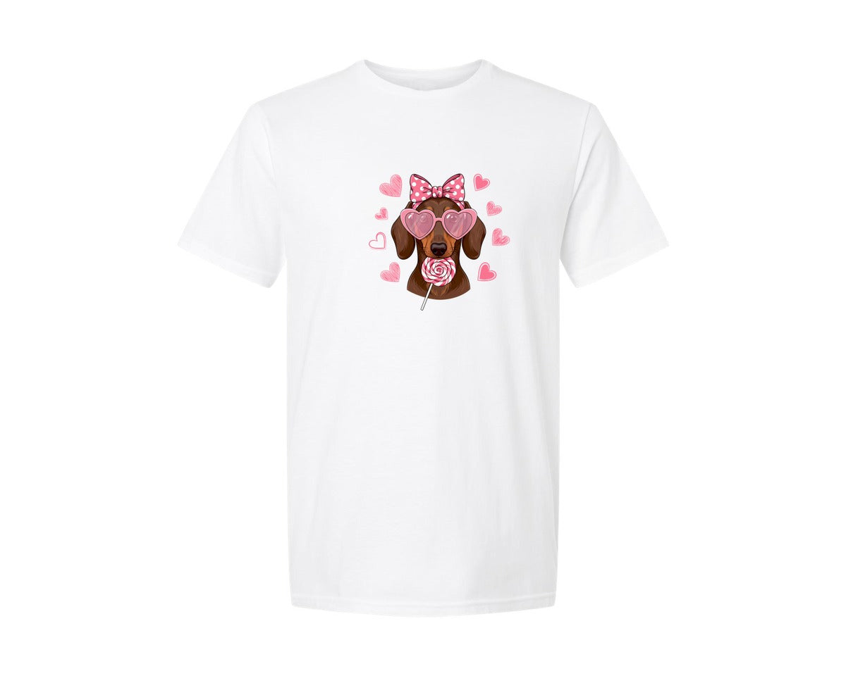 brand:Generic|color:White|Cute Dog Love Valentines Day T Shirt Graphic T-Shirt