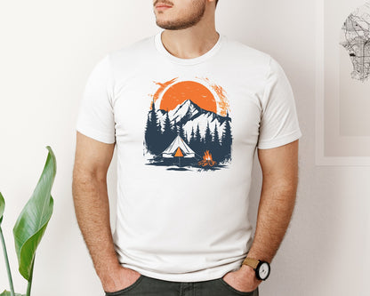 brand:Bella Canvas|color:White|Sunset Camping Adventure T Shirt Design 3 Graphic T-Shirt