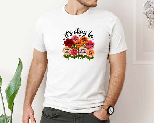 Its Okay To Mental Health Faux Yarn Graphic T-Shirt