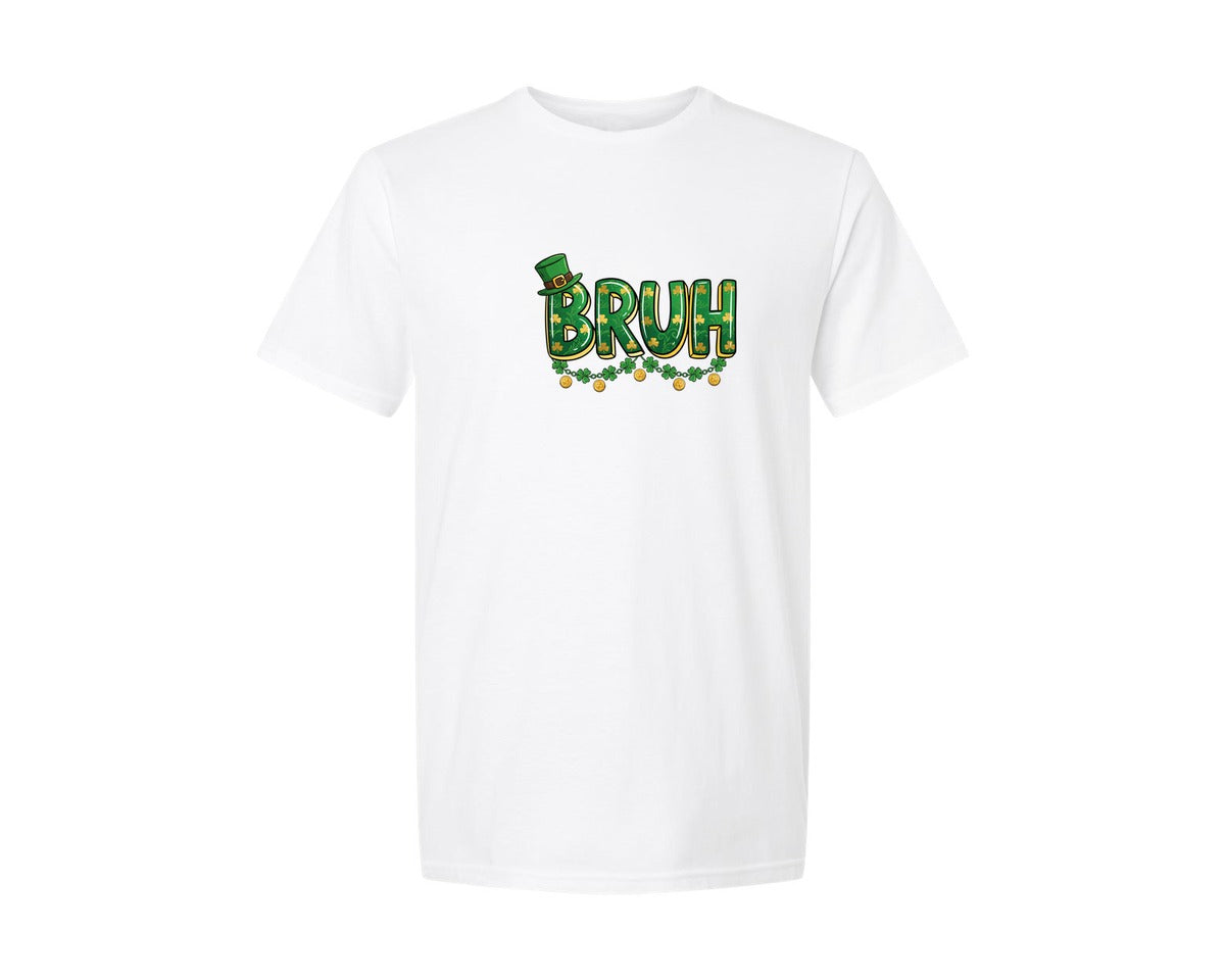 brand:Generic|color:White|Bruh St Patricks Day Graphic T-Shirt
