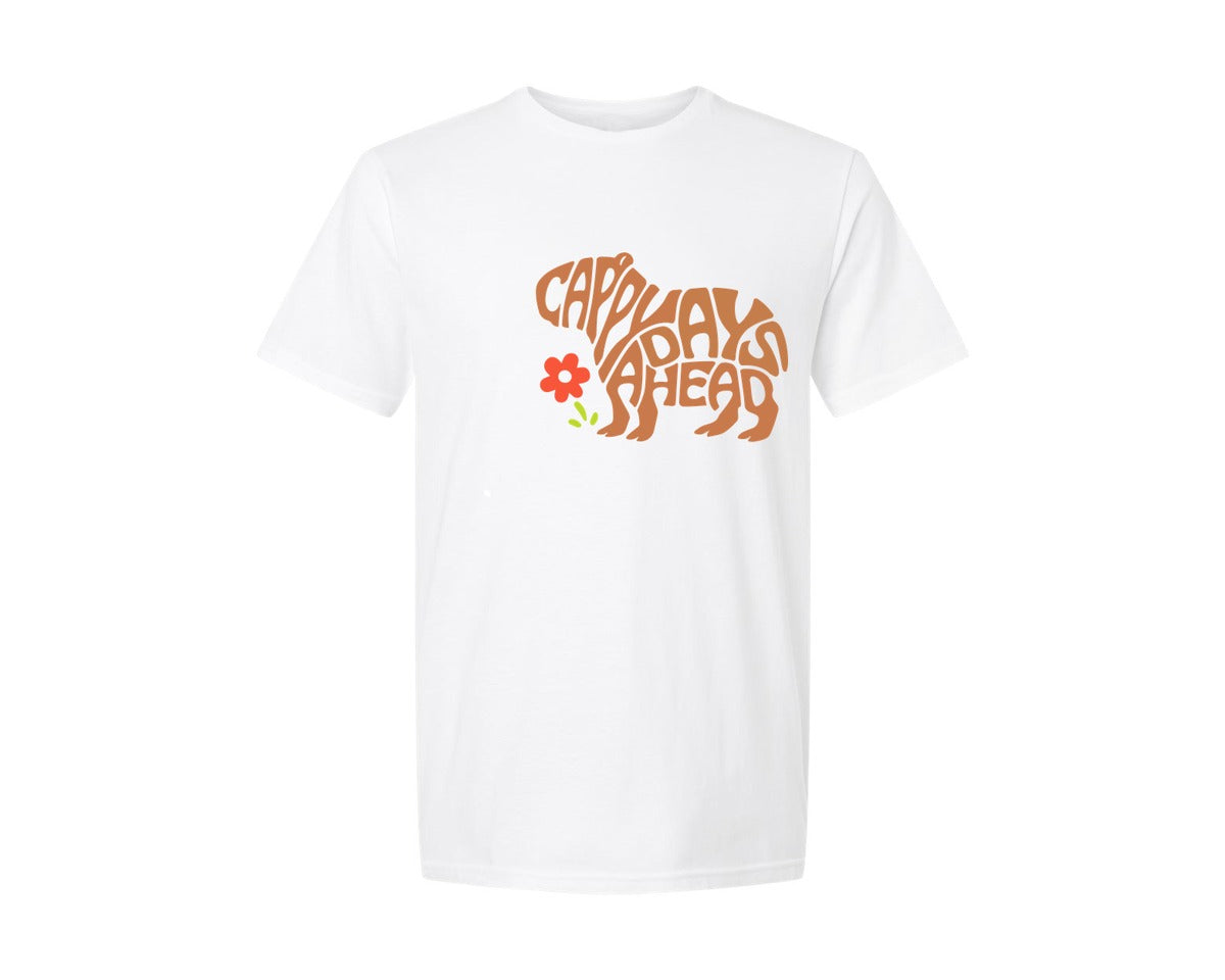 brand:Generic|color:White|Cappy Days Ahead Word Art Capybara Graphic T-Shirt