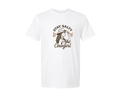 brand:Generic|color:White|Stay Salty Cowgirl Christian Western Graphic T-Shirt