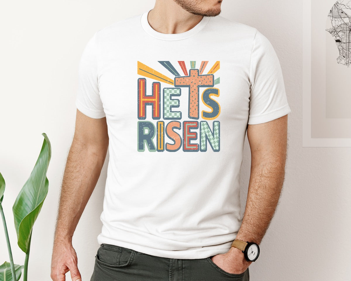 brand:Bella Canvas|color:White|He Is Risen 14 Graphic T-Shirt