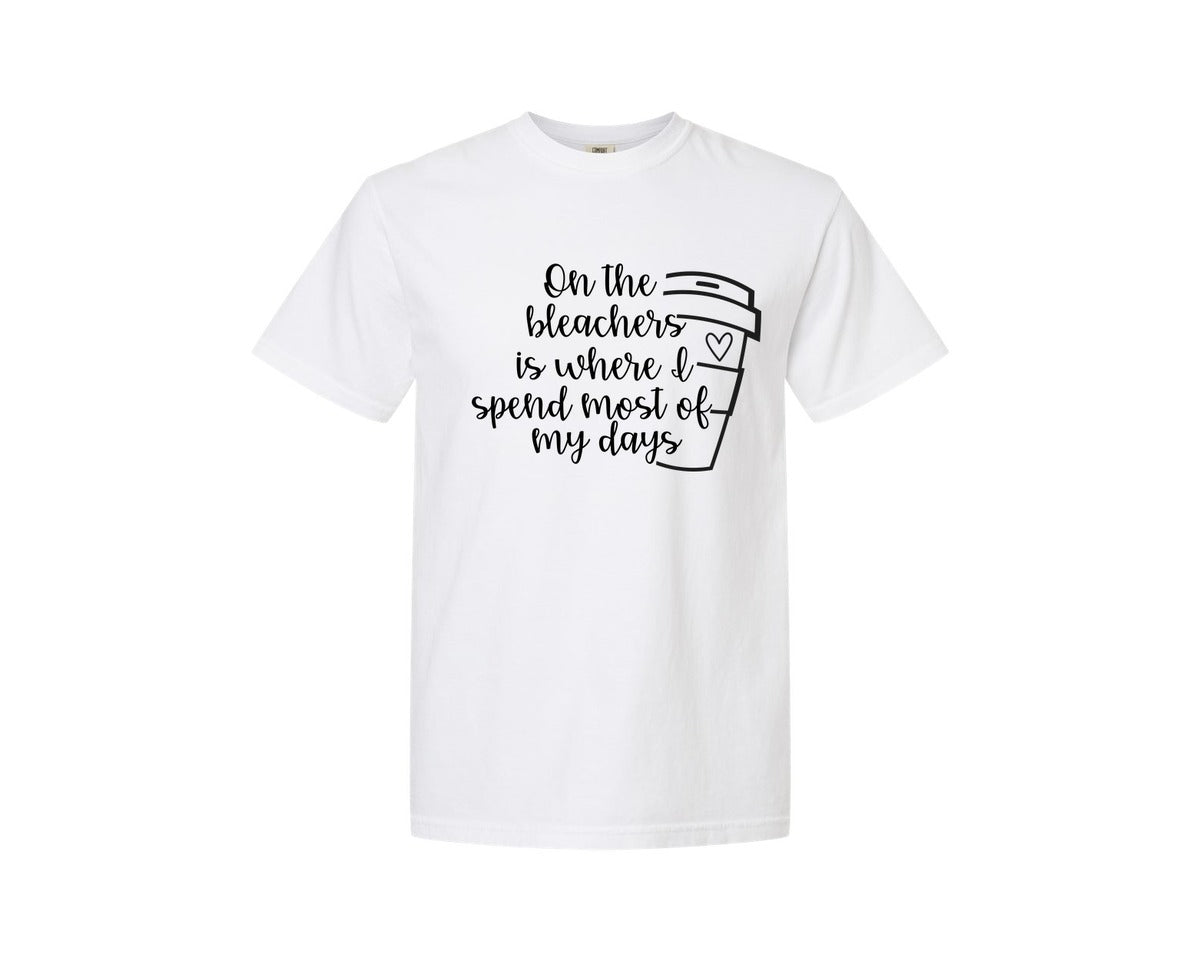 brand:Comfort Colors|color:White|On The Bleachers Sports Mom Graphic T-Shirt