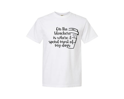 brand:Comfort Colors|color:White|On The Bleachers Sports Mom Graphic T-Shirt