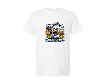 brand:Generic|color:White|Pray Till The Cows Come Home 2 Graphic T-Shirt