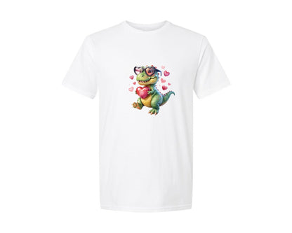 brand:Generic|color:White|Valentines Day T Rex Dino Love 3 Graphic T-Shirt