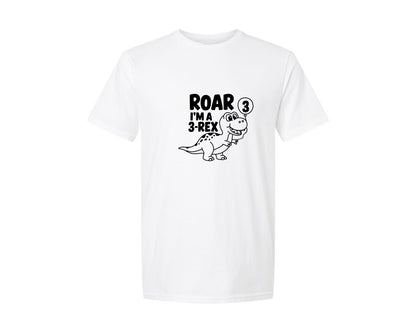 brand:Generic|color:White|3 Rex Dinosaur Birthday Graphic T-Shirt