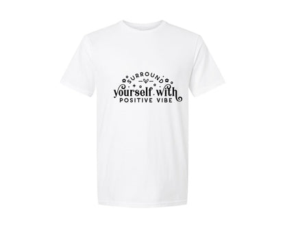 brand:Generic|color:White|Surround Yourself With Positive Vibe 14 Graphic T-Shirt