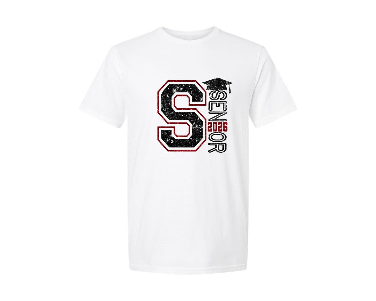 brand:Generic|color:White|Senior 2026 With Graduation Cap Graphic T-Shirt