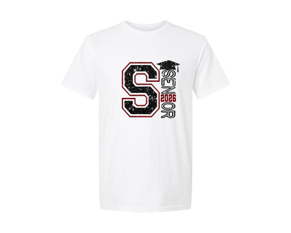 brand:Generic|color:White|Senior 2026 With Graduation Cap Graphic T-Shirt