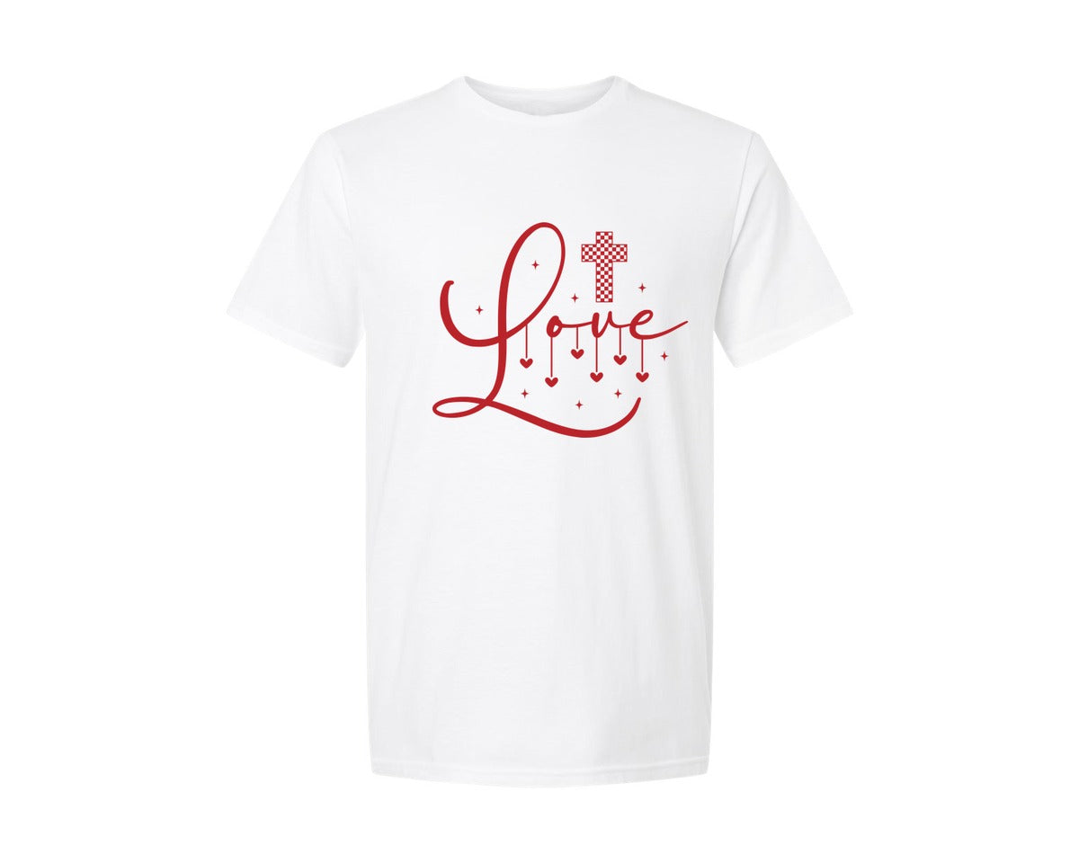 brand:Generic|color:White|Love Christian Valentines Graphic T-Shirt