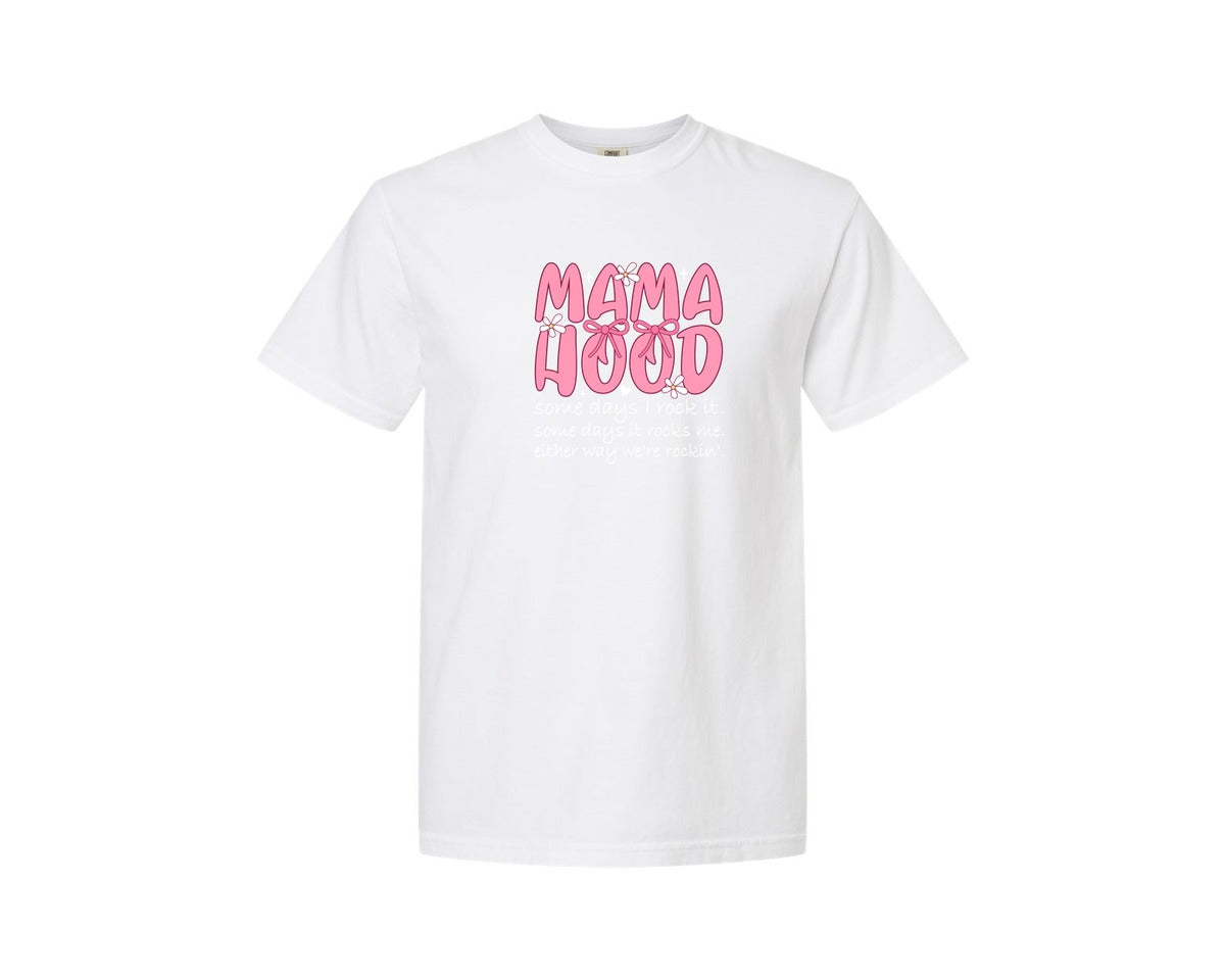 brand:Comfort Colors|color:White|Mother Hood Funny Sarcastic Mama Graphic T-Shirt