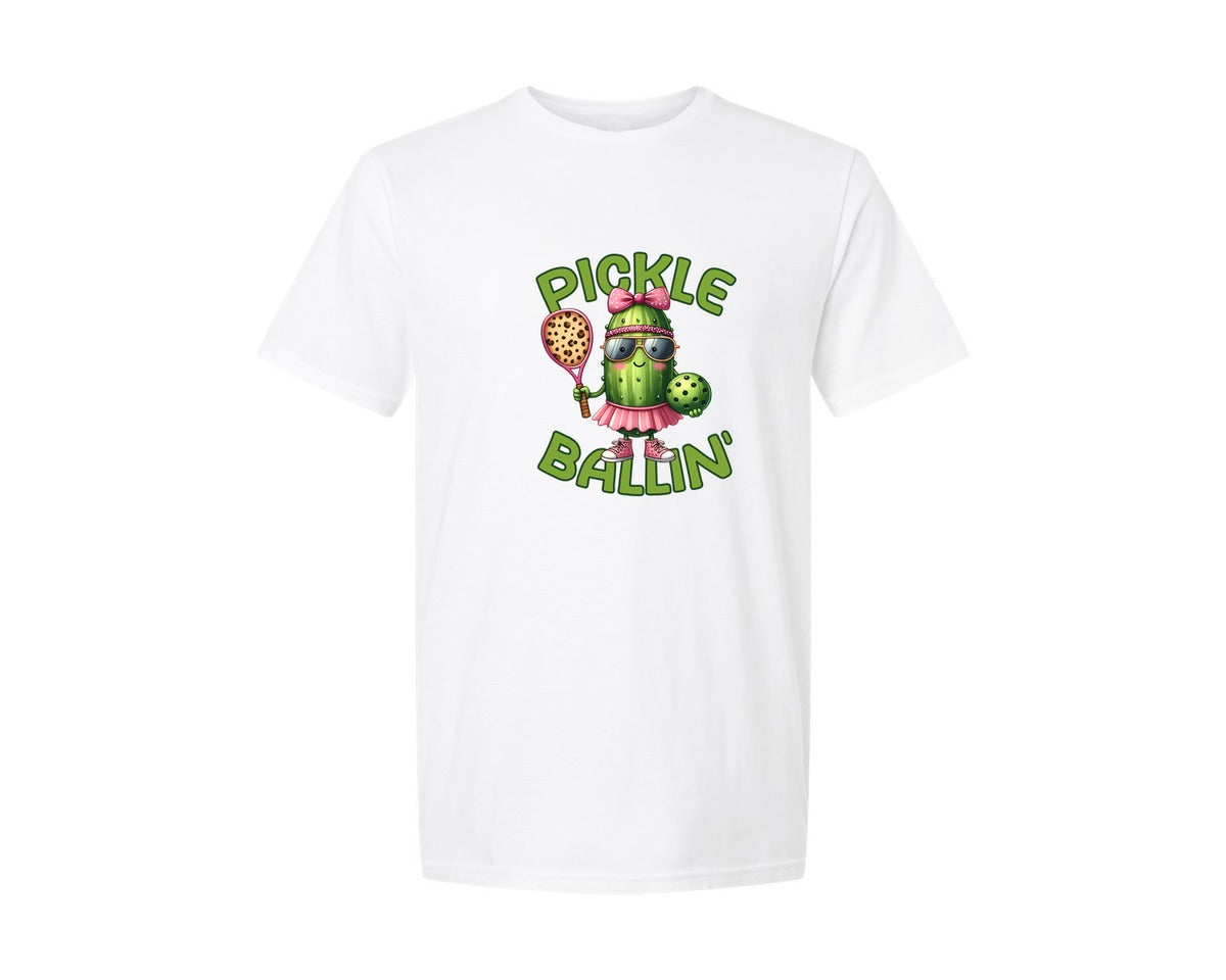 brand:Generic|color:White|Pickle Ballin Pickleball Dink This Graphic T-Shirt