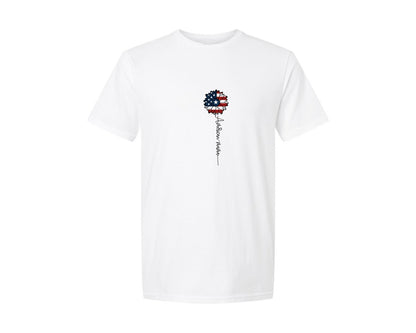 brand:Generic|color:White|American Mama Sunflower 4Th Of July Graphic T-Shirt