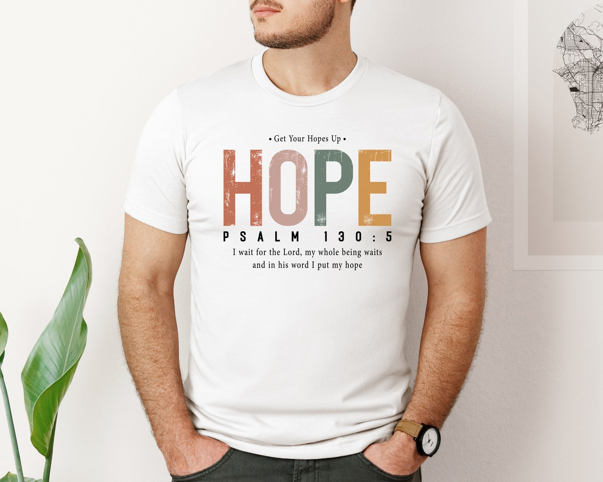 brand:Bella Canvas|color:White|Hope Christian Bible Verse Graphic T-Shirt
