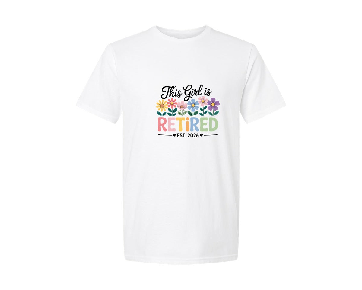 brand:Generic|color:White|This Girl Is Retired Est 2026 Graphic T-Shirt