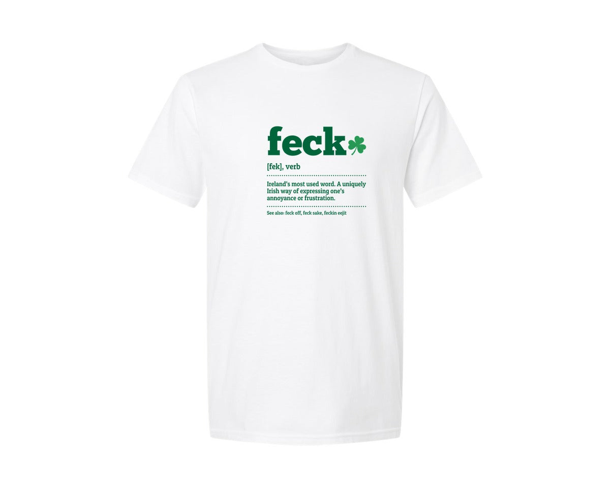 brand:Generic|color:White|Irish St Patricks Day Feck Definition Graphic T-Shirt