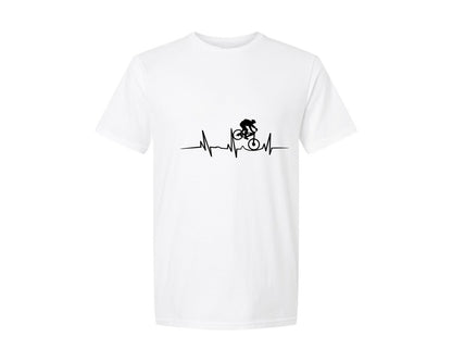 brand:Generic|color:White|Mountain Bike Heartbeat Mtb Downhill Graphic T-Shirt