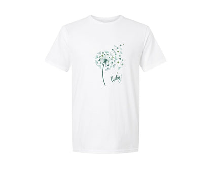 brand:Generic|color:White|St Patricks Day Dandelion Shamrock 3 Graphic T-Shirt