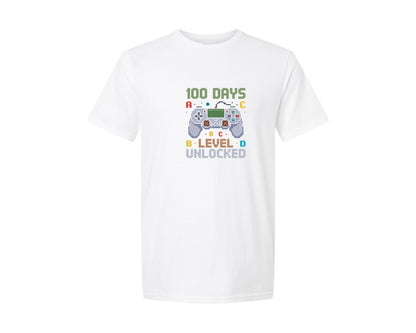 brand:Generic|color:White|100 Days Level Unlocked Graphic T-Shirt