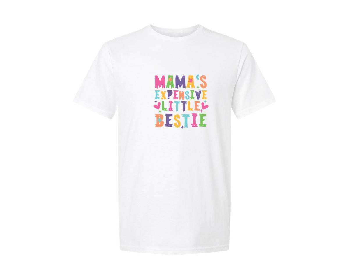 brand:Generic|color:White|Mamas Expensive Little Bestie 10 Graphic T-Shirt