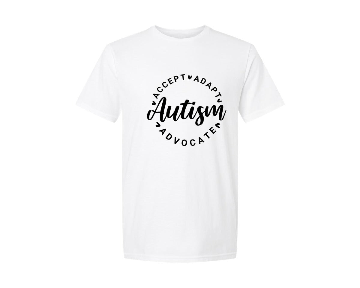 brand:Generic|color:White|Autism Awareness Accept Adapt Advocate 4 Graphic T-Shirt
