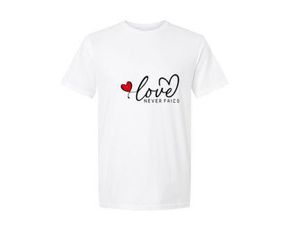brand:Generic|color:White|Love Never Fails Valentines Day 3 Graphic T-Shirt