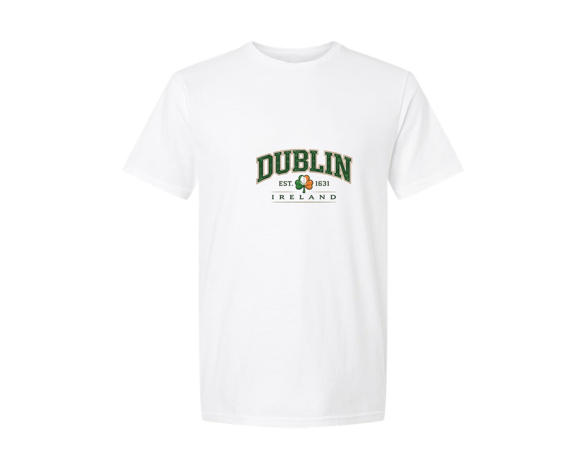 brand:Generic|color:White|Dublin Ireland Vintage Shamrock Graphic T-Shirt