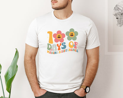 brand:Bella Canvas|color:White|100 Days Of Making A Difference School 2 Graphic T-Shirt