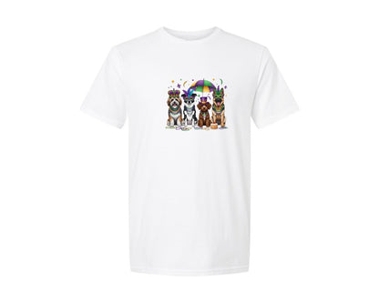 brand:Generic|color:White|Mardi Gras Dogs Graphic T-Shirt