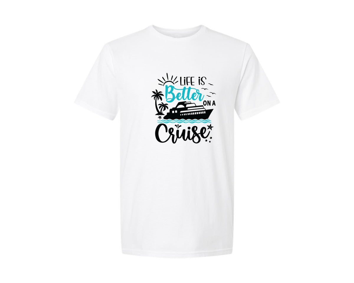 brand:Generic|color:White|Life Is Better On A Cruise Summer P Graphic T-Shirt