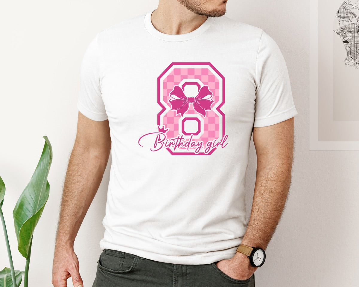 brand:Bella Canvas|color:White|Birthday Girl 8Th Birthday Shirt Graphic T-Shirt