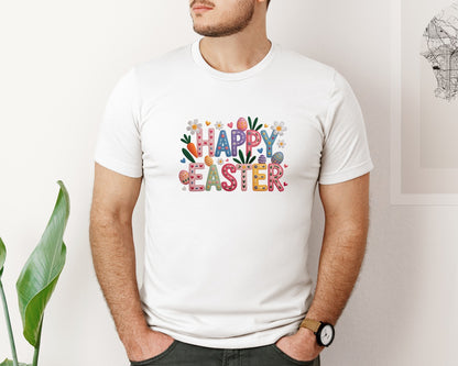brand:Bella Canvas|color:White|Latch Yarn Happy Easter 12 Graphic T-Shirt