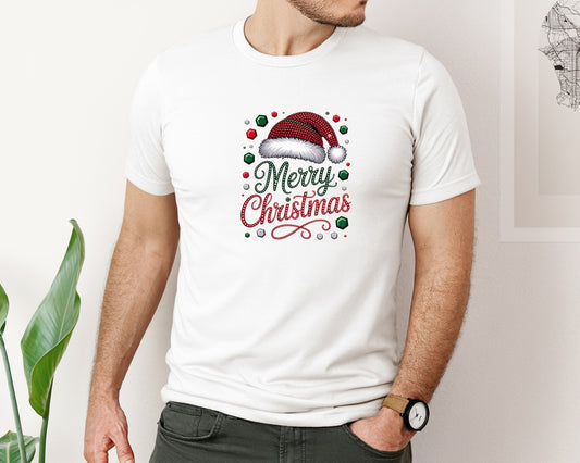 Merry Christmas Rhinestone Graphic T-Shirt