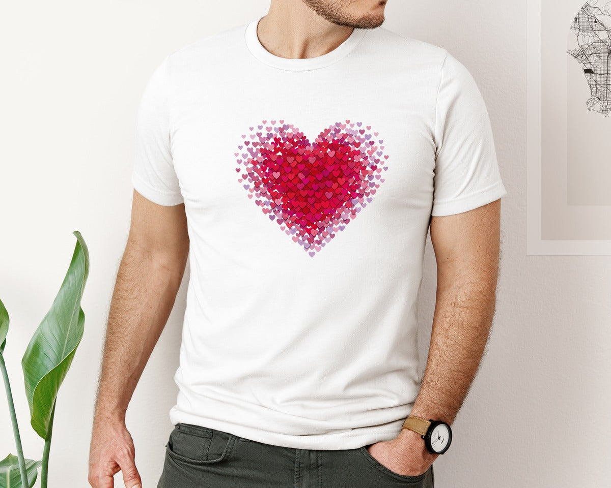 brand:Bella Canvas|color:White|Valentine Brushstroke Heart Graphic T-Shirt