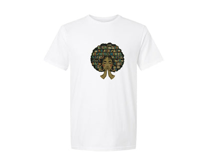 brand:Generic|color:White|Afro Black Girl Book Lover Librarian Graphic T-Shirt