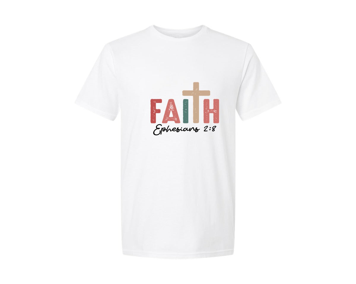 brand:Generic|color:White|Faith Christian Christmas Graphic T-Shirt