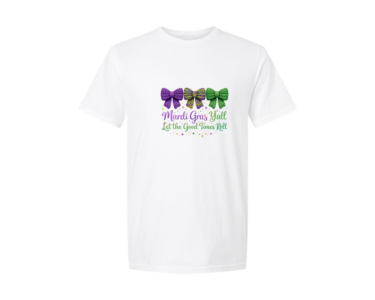 brand:Generic|color:White|Faux Yarn Mardi Gras Glitter Knit Graphic T-Shirt