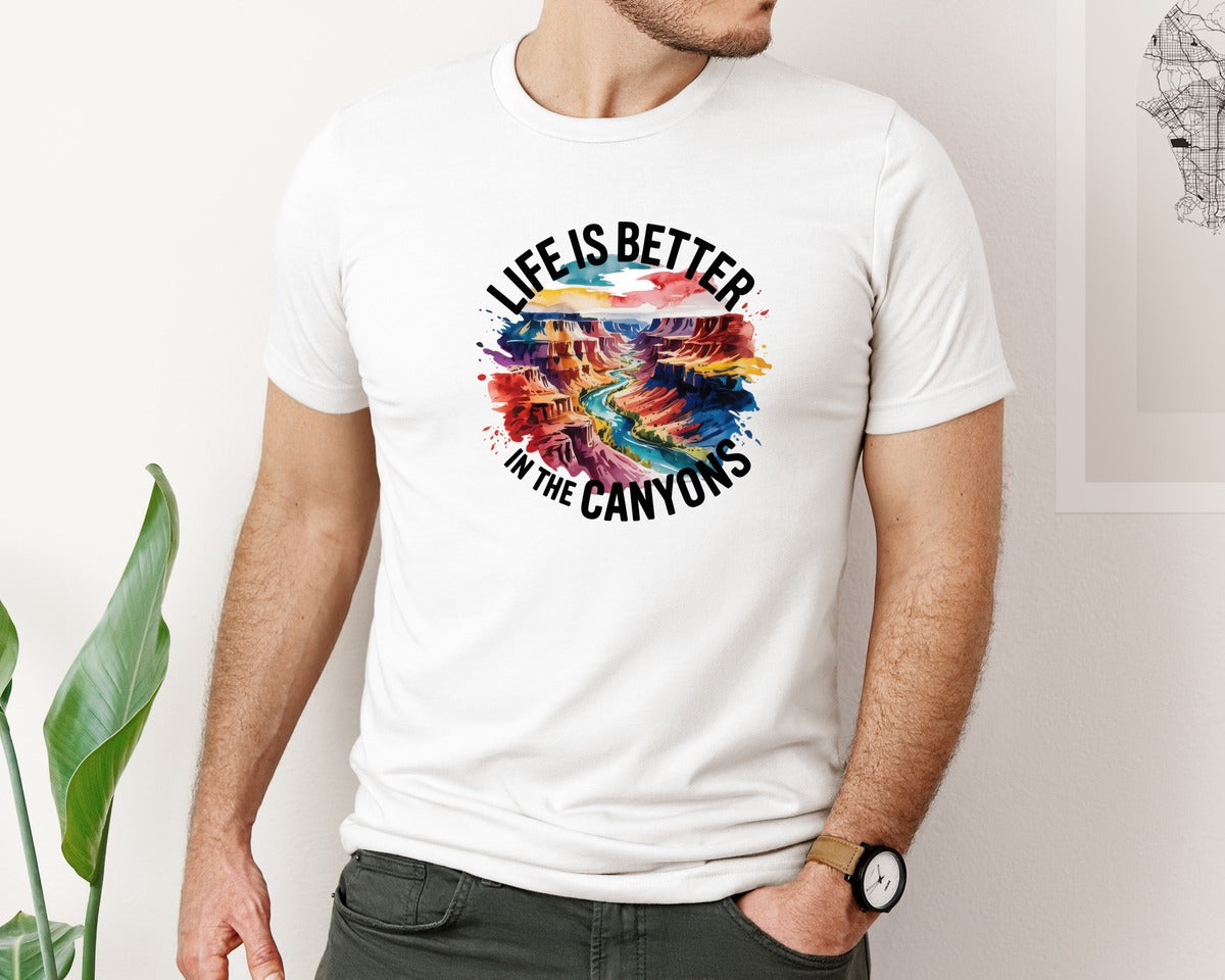 brand:Bella Canvas|color:White|Life Is Better In The Canyons Graphic T-Shirt